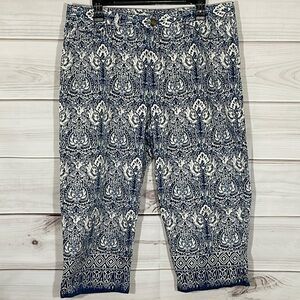 Blue & White Lauren Ralph Lauren Cropped Lightweight Capri Pants Size 16